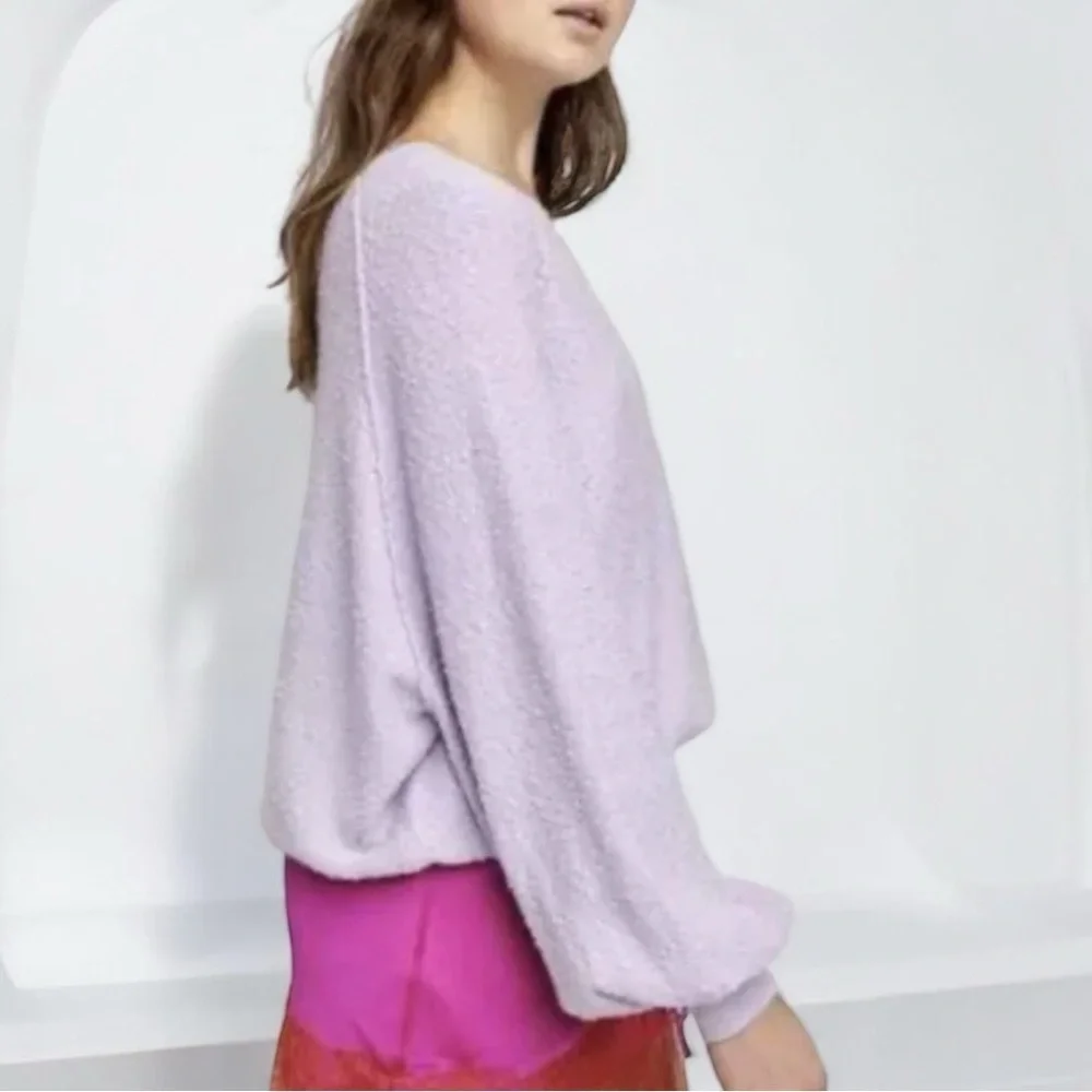 🌻Free People Found My Friend Purple Textured Knit Sweatshirt Women’s Size XS/S
